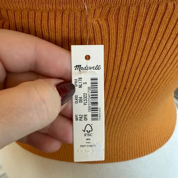 NWT Madewell Yellow Ribbed Cami - Picture 3 of 3